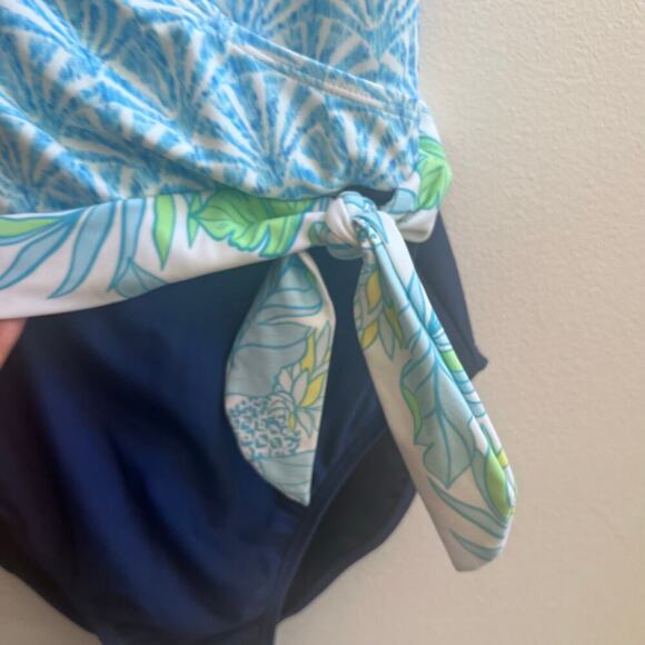 Stella Parker Women's One-Piece Swimsuit Blue White Size Large - Picture 3 of 6